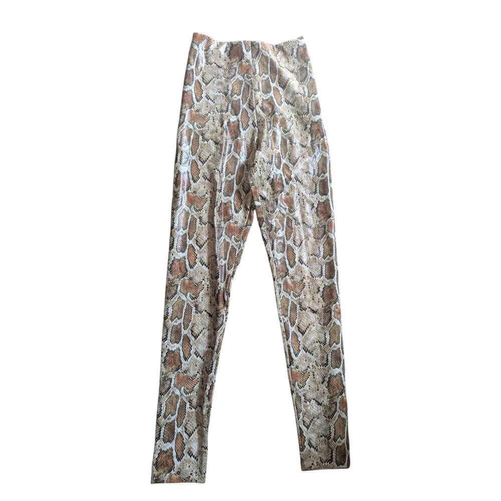 New Commando Faux Leather Animal Leggings High Rise Cocoa Python Size Medium